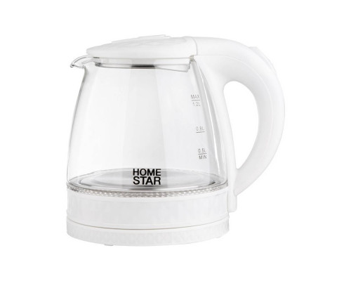 Чайник Homestar HS-1053 (1,2 л.) стекло, пластик белый