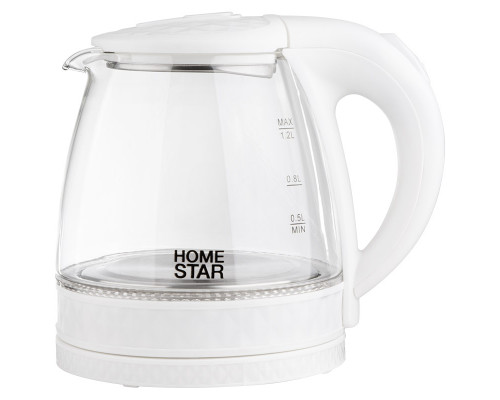 Чайник Homestar HS-1053 (1,2 л.) стекло, пластик белый