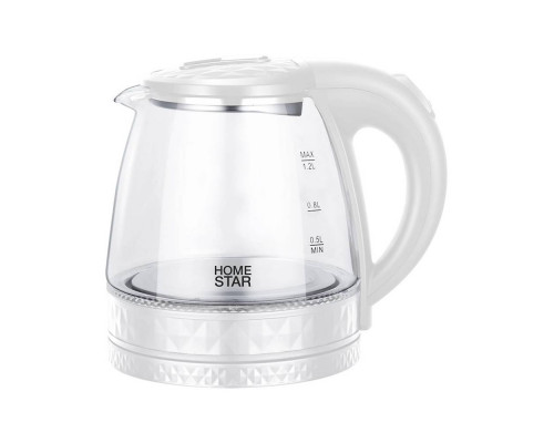 Чайник Homestar HS-1053 (1,2 л.) стекло, пластик белый