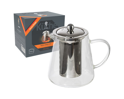 Заварочный чайник AROMA, объем:750 мл (боросиликатное стекло, нерж.сталь)