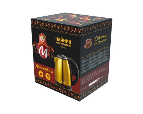 Чайник МАТРЁНА MA-002 электрический (1,8 л) стальной желтый