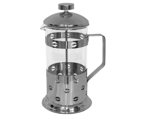 Френч-пресс (кофе-пресс) Caffe, 600 мл, из жаропр стекла, в корпусе из нерж стали, B535-600ML