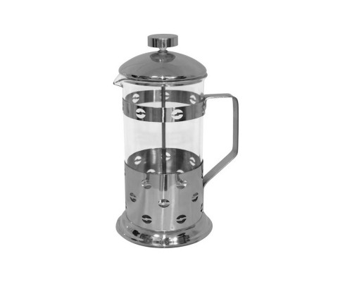 Френч-пресс (кофе-пресс) Caffe, 600 мл, из жаропр стекла, в корпусе из нерж стали, B535-600ML