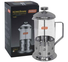Френч-пресс (кофе-пресс) Caffe,1000 мл, из жаропр стекла, в корпусе из нерж стали, B535-1000ML