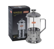 Френч-пресс (кофе-пресс) Caffe,1000 мл, из жаропр стекла, в корпусе из нерж стали, B535-1000ML
