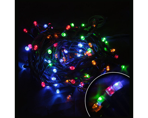 Электрогирлянда светодиодная LED100-5-MC (зеленый шнур)