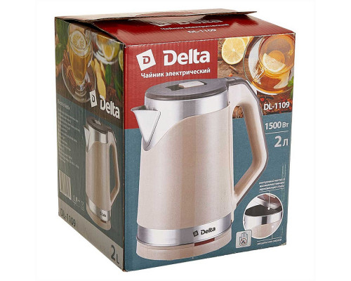 Чайник электрический Delta DL-1109 DL-1109 2л пластик 1500Вт бежевый