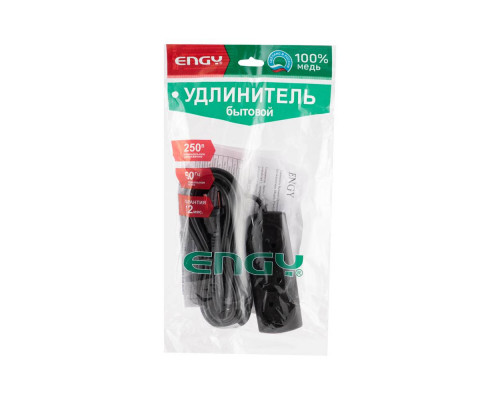 Удлинитель ENGY "Премиум" 7м/3роз. (ПВС 2х0,75) черный