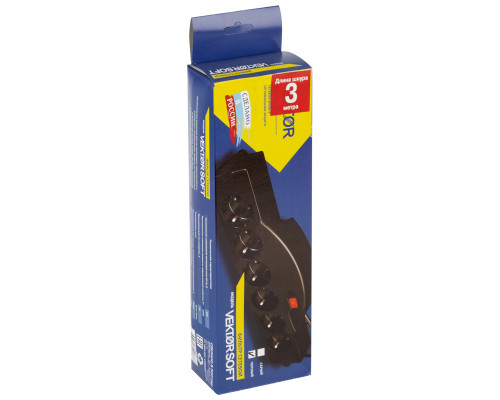 Фильтр сетевой VEKTOR SOFT, 6 роз. с/з, 3м