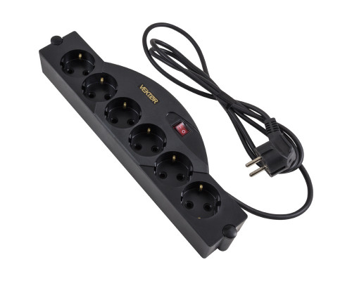 Фильтр сетевой VEKTOR SOFT, 6 роз. с/з, 5м