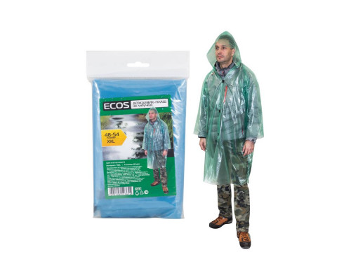 Дождевик "Ecos", плащ на липучках, ПВД р-р 48-54,XXL