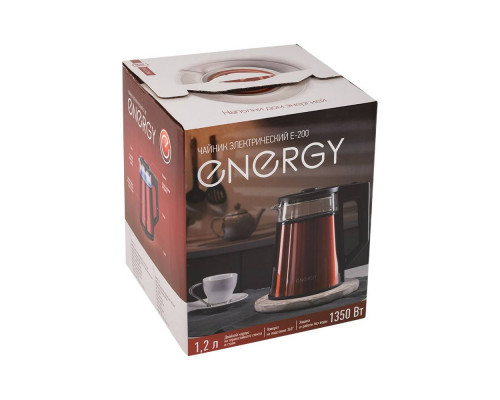 Чайник электрический Energy E-200 107012 1,2л нерж.ст./стекло 1350Вт красный