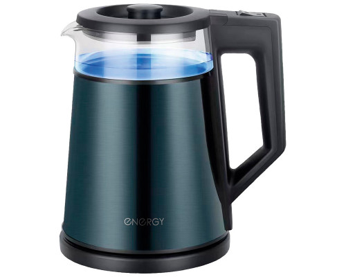 Чайник Energy E-200 (1,2л), стекло, серый, двойной корпус