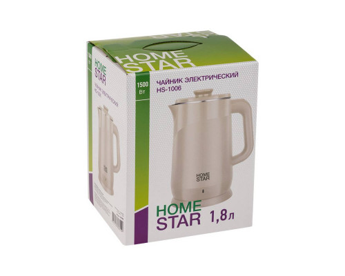 Чайник Homestar HS-1006 (1,8 л), бежевый, двойной корпус