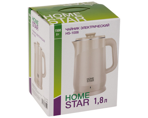 Чайник Homestar HS-1006 (1,8 л), бежевый, двойной корпус