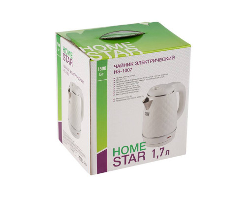 Чайник Homestar HS-1007 (1,7 л), белый, двойной корпус