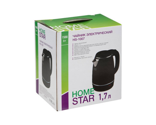 Чайник Homestar HS-1007 (1,7 л), черный, двойной корпус