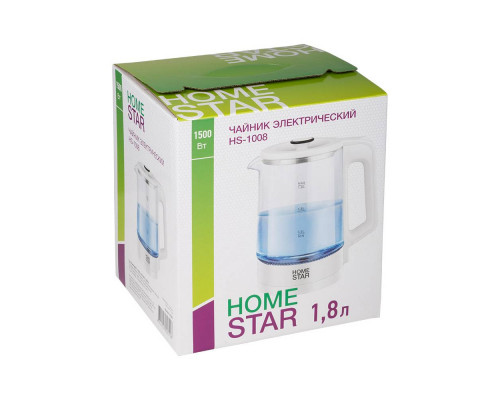 Чайник Homestar HS-1008 (1,8 л), стекло, белый
