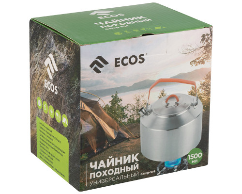 Чайник ECOS Camp-S14 106943 1,5л нерж сталь серебристый