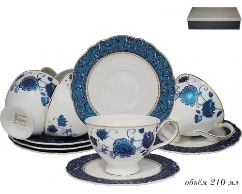Чайный сервиз LENARDI 108-353 0,21л 12пр. фарфор разноцвет. подарочная уп.