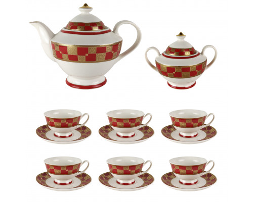 Чайный сервиз LENARDI 205-003 0,25л 14пр. фарфор разноцвет. подарочная уп.