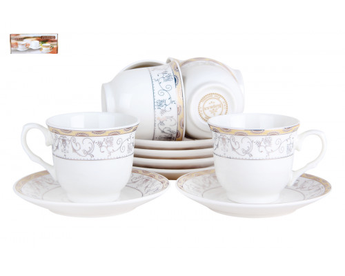 Кофейный набор КОРАЛЛ Шанталь NKY12-S-G01 12пр. 0,1л керамика белый с декор