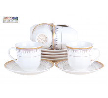 Кофейный набор КОРАЛЛ Голден лайн NBJ12-S-G09 12пр. 0,1л керамика белый с декор