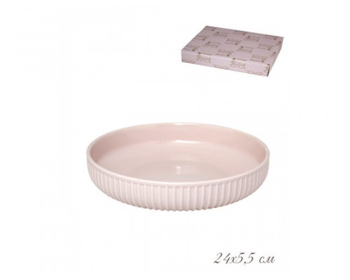 Блюдо для запекания LENARDI 105-846 24см фарфор розовый кругл.