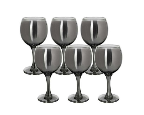 Бокалы для вина набор Сияющий графит GR411/06 6 0,26л  стекло чёрный