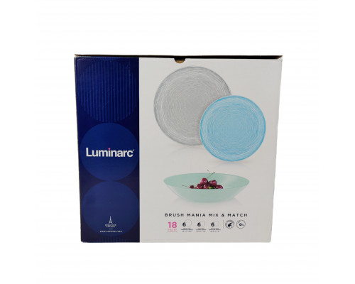 Столовый набор LUMINARC Brush mania mix&match Q6027 18пр стекло голубой/серый/бирюзовый