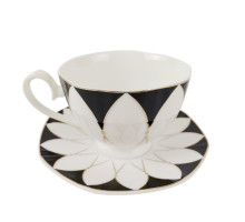 Чайный сервиз DELFI DL-3419 12пр. 0,3л керамика чёрный/белый с декор