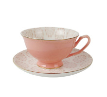 Кофейный сервиз X0013P-87 12пр. 0,1л фарфор розовый/белый с декор