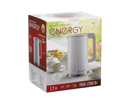 Чайник электрический Energy E-208 164148 1,7л спираль 2200Вт нерж сталь белый двойной корпус
