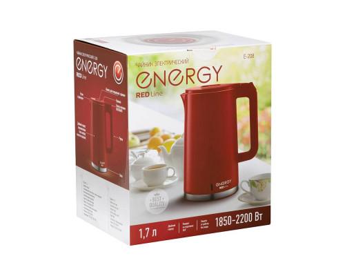 Чайник Energy E-208 164149 1,7л спираль 2200Вт нерж сталь красный двойной корпус