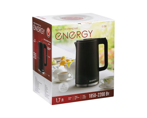 Чайник электрический Energy E-208 105731 1,7л спираль 2200Вт нерж сталь чёрный двойной корпус