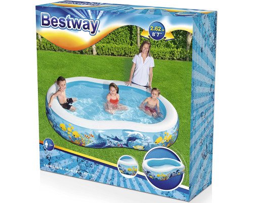 Бассейн надувной семейный "Подводный мир" 262 х 157 х 46 см, 544 л, Bestway 54118