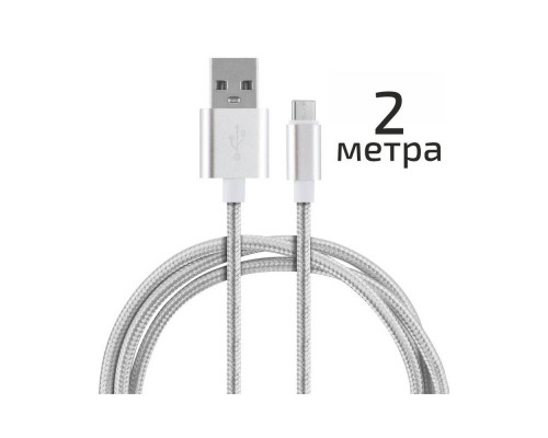 Кабель Energy ET-29-2 USB/Type-C, 2 метра, серебро