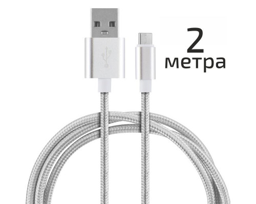 Кабель Energy ET-29-2 USB/Type-C, 2 метра, серебро