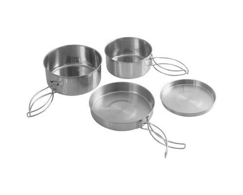 Набор посуды походный Camp-S12 из нержавеющей стали (4 предмета)