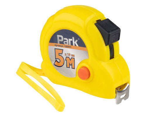 Рулетка Park с двумя фиксаторами, пластиковый корпус, 5мх19 мм