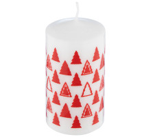 Свеча Deco Christmas 50х100 мм Ёлочки (красные на белом)