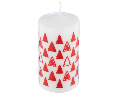 Свеча Deco Christmas 50х100 мм Ёлочки (красные на белом)
