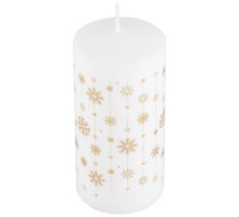 Свеча Deco Christmas 56х120 Снежинки (золото на белом)