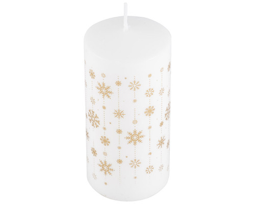 Свеча Deco Christmas 56х120 Снежинки (золото на белом)