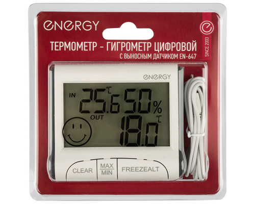 Термометр-гигрометр цифровой Energy EN-647 с выносным датчиком