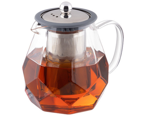 Чайник заварочный, AROMA, 820 мл из боросиликатного стекла, корпус с гранями