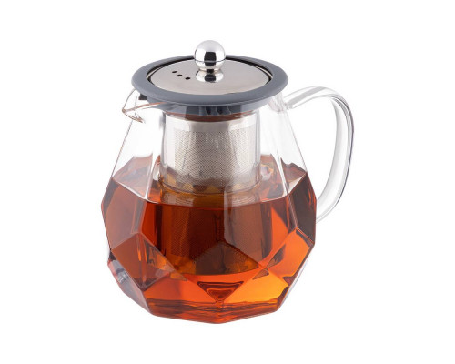 Чайник заварочный, AROMA, 820 мл из боросиликатного стекла, корпус с гранями