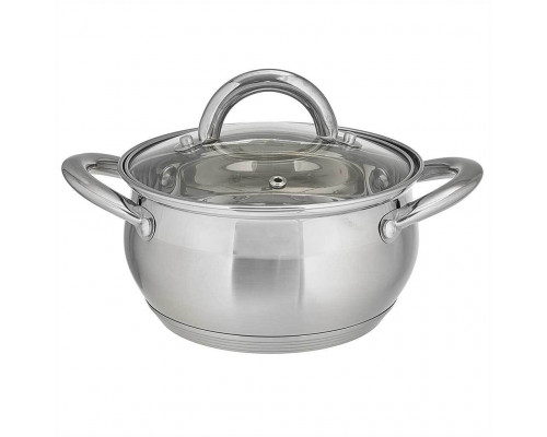 WEBBER BE-351/2 Кастрюля из нерж стали со стеклянной крышкой (d=16; 1,9 л) 