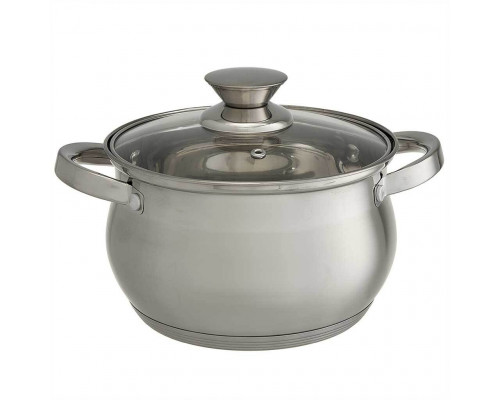 WEBBER BE-614/6 Набор посуды из нерж.стали 6 пр. 2,1л,2,9л,3,9л со стеклянн