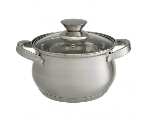 WEBBER BE-614/6 Набор посуды из нерж.стали 6 пр. 2,1л,2,9л,3,9л со стеклянн